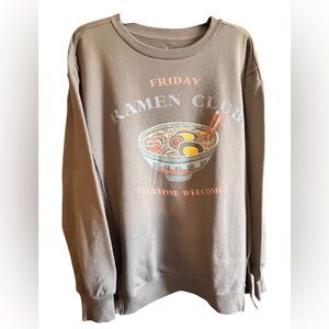Goodie Two Sleeves Ramen Club Graphic Sweatshirt - Taupe Size Large NWOT